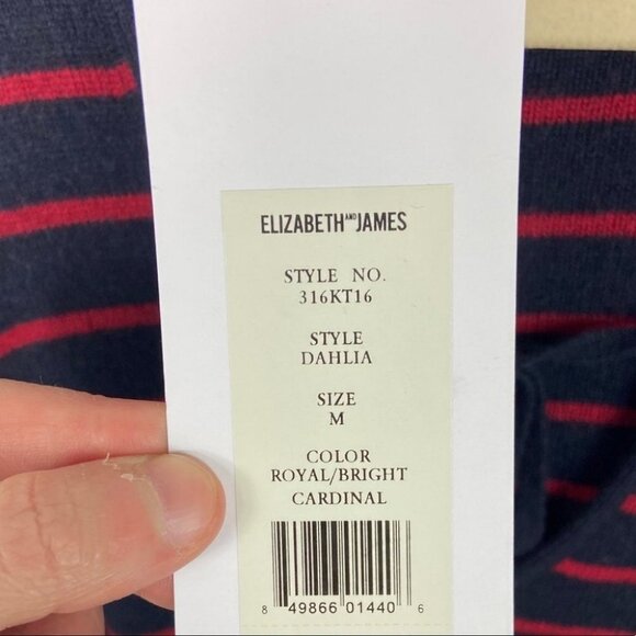 NWT Elizabeth‎ James Cashmere Blend Dahlia Striped Top Size Medium New With Tags - Picture 8 of 10
